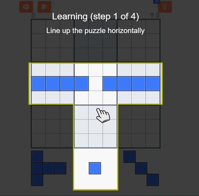 Block Puzzle Tutorial Schritt 1